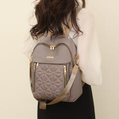 Rhombic Embroidered Thread Backpack Women's All-match Large Capacity Water-repellent Travel Backpack
