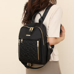 Rhombic Embroidered Thread Backpack Women's All-match Large Capacity Water-repellent Travel Backpack