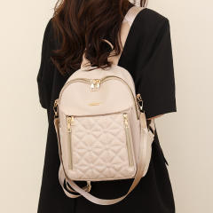Rhombic Embroidered Thread Backpack Women's All-match Large Capacity Water-repellent Travel Backpack
