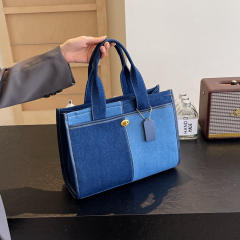 Denim Handbag Women's New Fashion Contrasting Color Crossbody Bag Casual Tote Bag
