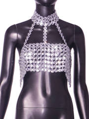 women's vest sexy personalized gem hand-stitched catwalk halter vest