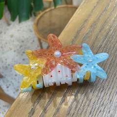 New Ocean Starfish Acetic Acid Grab Clip Diamond Multicolor holiday hair claw clips