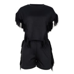 Short-sleeved tassel phoenix tail tassel pants sexy two-piece suit