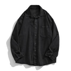 Japanese Style Men's Denim Long-Sleeved Shirt Men's Loose Basic Versatile Casual Washed Shirt Jacket