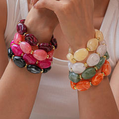 Acrylic Irregular Oval Bracelet Exaggerated Hand Jewelry for women