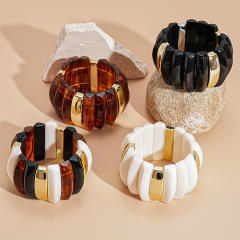 Acrylic Asymmetrical Splicing Geometric Bracelet Retro Exaggerated hand jewelry for women