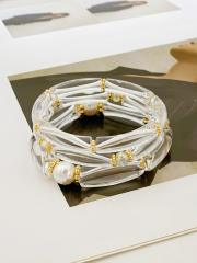 3-Piece Set of Simple Acrylic Bracelets Multi-Layered Beaded Bracelets
