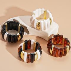 Acrylic Asymmetrical Splicing Geometric Bracelet Retro Exaggerated hand jewelry for women