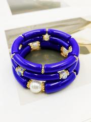 3-Piece Set of Simple Acrylic Bracelets Multi-Layered Beaded Bracelets