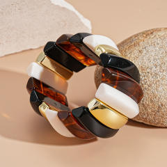 Acrylic Asymmetrical Splicing Geometric Bracelet Retro Exaggerated hand jewelry for women
