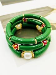 3-Piece Set of Simple Acrylic Bracelets Multi-Layered Beaded Bracelets