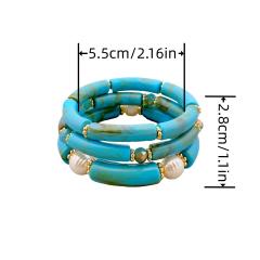 3-Piece Set of Simple Acrylic Bracelets Multi-Layered Beaded Bracelets