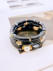 3-Piece Set of Simple Acrylic Bracelets Multi-Layered Beaded Bracelets
