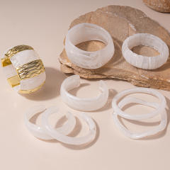 White Irregular Wide Resin Bracelet Personalized Trendy Hand Jewelry