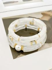 3-Piece Set of Simple Acrylic Bracelets Multi-Layered Beaded Bracelets