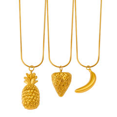 Summer Watermelon Grape Apple Pineapple Strawberry Banana Pendant Necklace stainless steel necklace