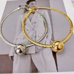 New fashion collar simple ball pendant gold silver collar stainless steel choker
