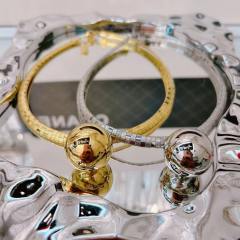 New fashion collar simple ball pendant gold silver collar stainless steel choker