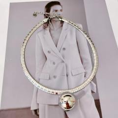 New fashion collar simple ball pendant gold silver collar stainless steel choker