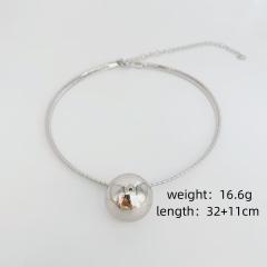 New fashion collar simple ball pendant gold silver collar stainless steel choker