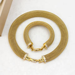 Jewelry buckle Japanese diamond bracelet collar stainless steel necklace choker set
