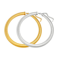 Elastic collar fashion punk style snake bone stripe collar stainless steel choker necklace