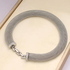 Jewelry buckle Japanese diamond bracelet collar stainless steel necklace choker set