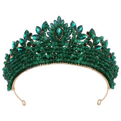 Handmade colorful crystal bead wedding party queen hair crown