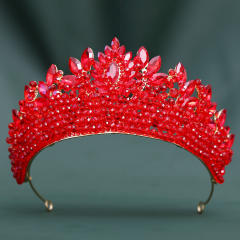 Handmade colorful crystal bead wedding party queen hair crown