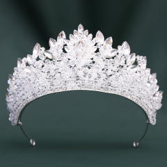Handmade colorful crystal bead wedding party queen hair crown
