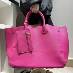 Hot Selling Women's Fashionable Soft Leather Tote Bag Large Capacity Solid Color handbag