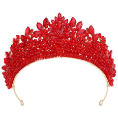 Handmade colorful crystal bead wedding party queen hair crown
