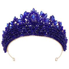 Handmade colorful crystal bead wedding party queen hair crown