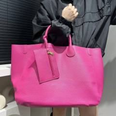 Hot Selling Women's Fashionable Soft Leather Tote Bag Large Capacity Solid Color handbag