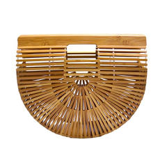 Vegetable Basket Bamboo Bag Outdoor Beach Bag Handbag Rattan Women's Straw Bag