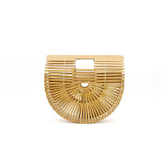 Vegetable Basket Bamboo Bag Outdoor Beach Bag Handbag Rattan Women's Straw Bag