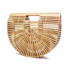 Vegetable Basket Bamboo Bag Outdoor Beach Bag Handbag Rattan Women's Straw Bag