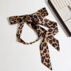 18KG stainless steel bead winter leopard grain scarf choker necklace for women