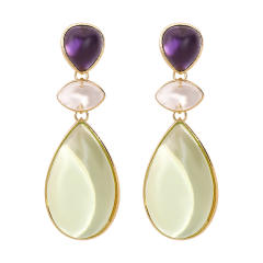 Distinctive Acrylic Alloy Resin Earrings Women's ZA Light Luxury Water Drop Geometric Color Earrings