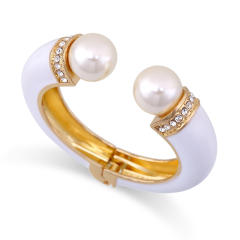 Punk trend white enamel unique alloy women bangle bracelet suit