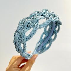Leather Twist Headband High Retro Hair Accessory Personality Solid Color Headband Accessory