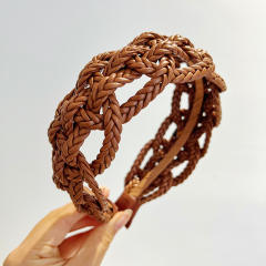 Leather Twist Headband High Retro Hair Accessory Personality Solid Color Headband Accessory