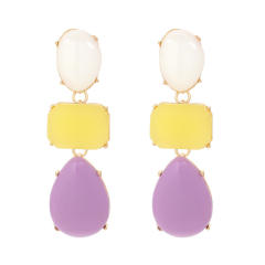 Distinctive Acrylic Alloy Resin Earrings Women's ZA Light Luxury Water Drop Geometric Color Earrings
