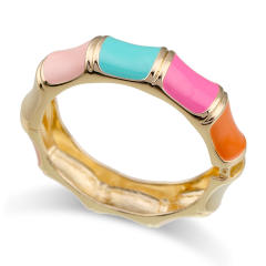 Colorful pink enamel glass crystal alloy bangle bracelet suit