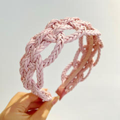 Leather Twist Headband High Retro Hair Accessory Personality Solid Color Headband Accessory