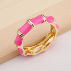 Colorful pink enamel glass crystal alloy bangle bracelet suit