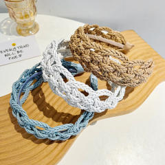Leather Twist Headband High Retro Hair Accessory Personality Solid Color Headband Accessory