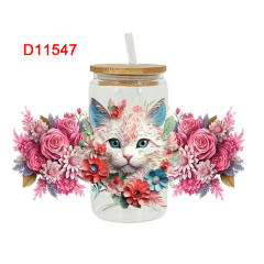 UV transfer sticker glass crystal label Crystal sticker cross-border special sticker for 16oz glass cup 23cmX11cm