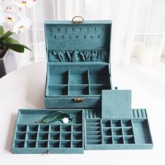 New portable flannel simple stud earrings jewelry box small earrings necklace ring jewelry box earrings storage box