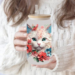 UV transfer sticker glass crystal label Crystal sticker cross-border special sticker for 16oz glass cup 23cmX11cm